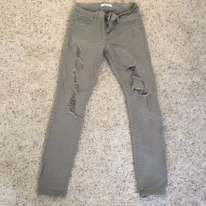 Green ripped skinny jeans